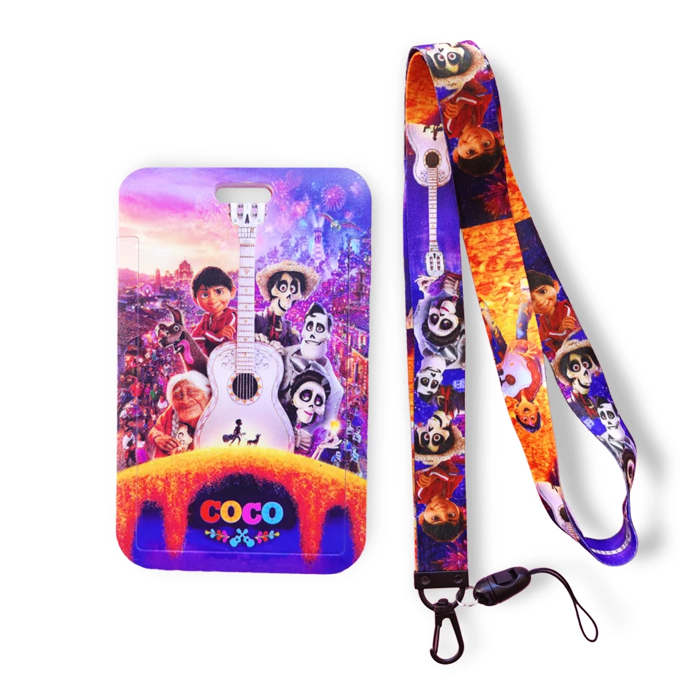 

Disney Coco Credit Bank Card Holder Students Girl Boy Bus Card Case Lanyard Visit Door Identity Badge Card Cover