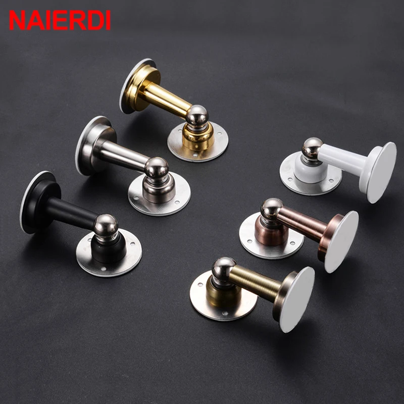 NAIERDI Magnetic Door Stop Stainless Steel Door Stopper Bathroom Heavy Duty Floor Wall Mount Wind-Proof Door Holder