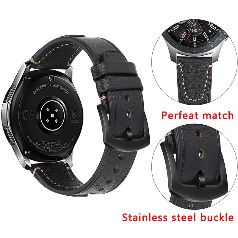 Cowhide leather watch strap 22mm For samsung Galaxy watch 46mm For Huawei watch GT 22mm women watchbands Men Strap Quick Release