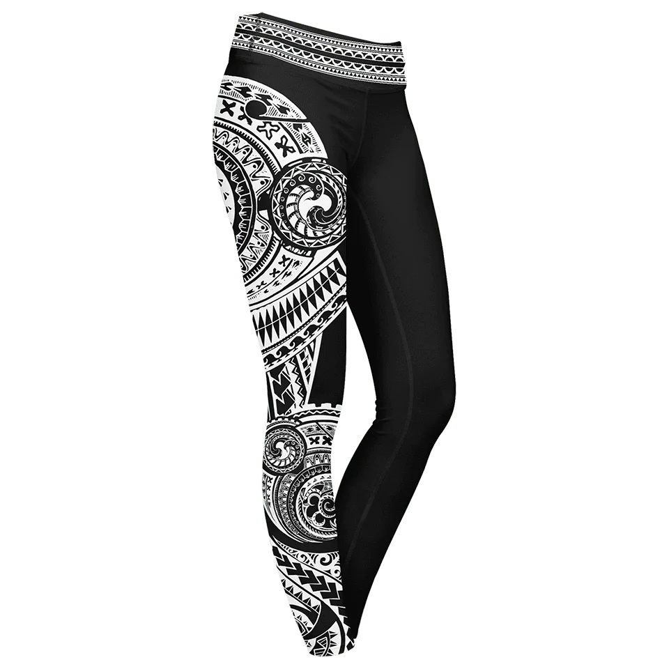 Mallas con estampado 3D de Polinesia para mujer, Leggings deportivos elásticos de cintura alta, para Fitness, Yoga y trotar, talla grande 3