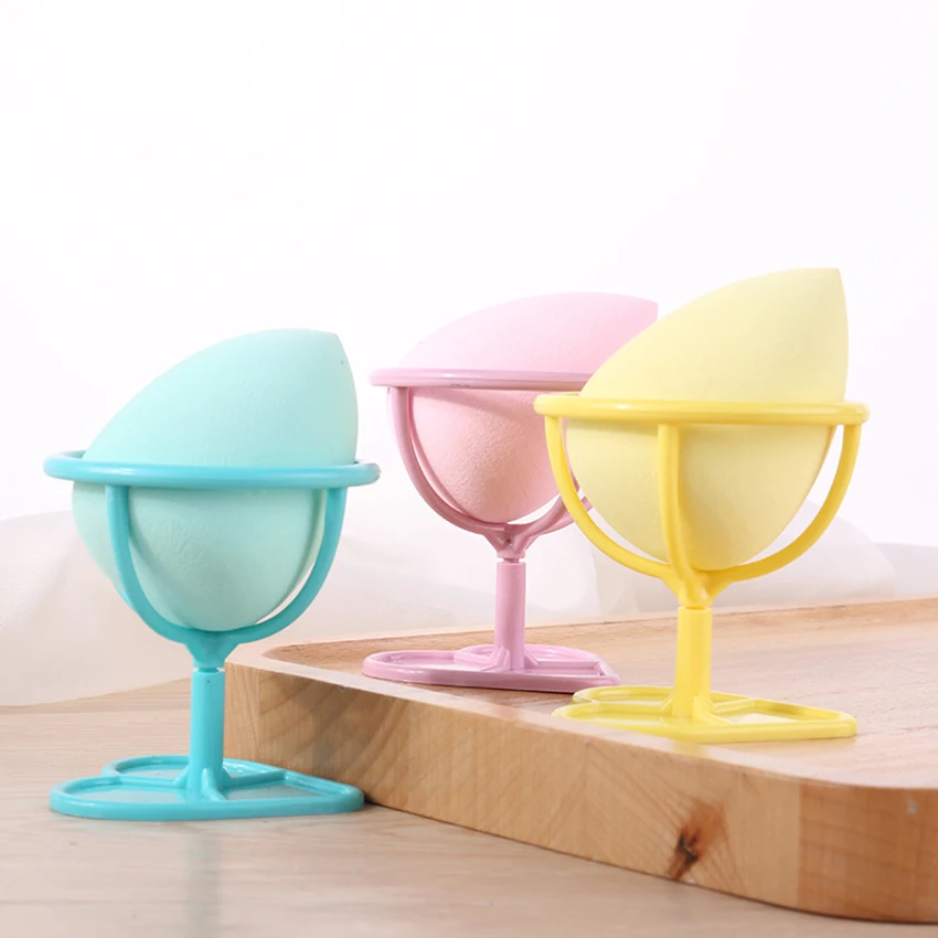 1 conjunto de maquiagem pó puff com suportes bandeja, meninas feminino esponja cosmética sopro bb creme fundação puff rack suporte ferramentas beleza