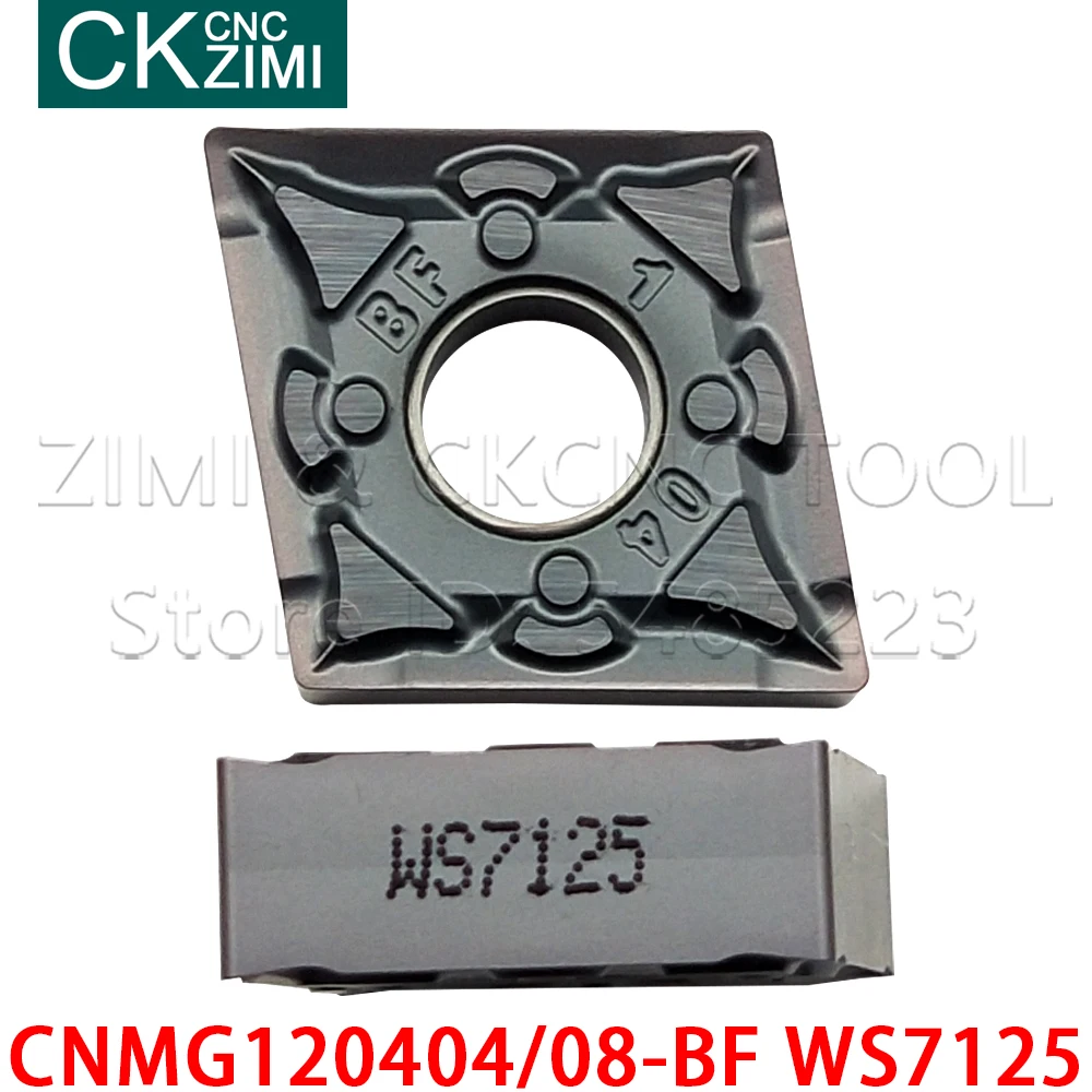 CNMG120404-BF-portaherramientas de corte de cuchilla de torno CNC, inserto de carburo de alta calidad, CNMG 1204 para acero inoxidable, CNMG120408-BF, WS7125