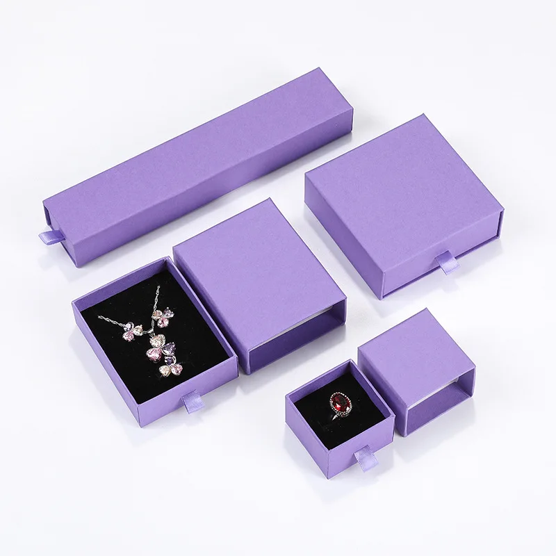 New Arrive Pull-out Colorful Cardboard Paper Jewelry Packaging Gift Box For Necklace Ring Bracelet Earrings Storage Case Boxes