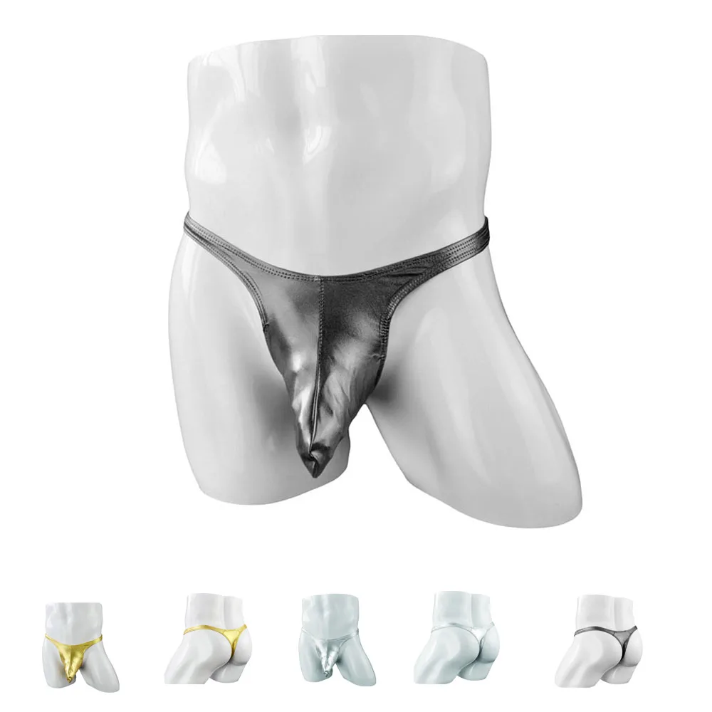 Sexy male three-dimensional cut underwear satin material thong and g-string  transparent Pant with cock pouch ZJH153T