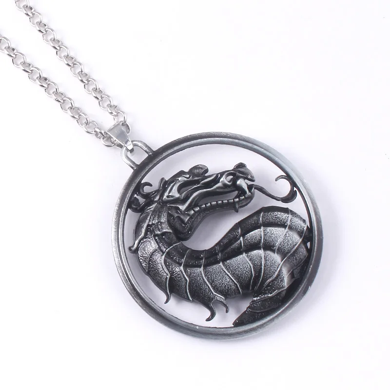 Mortal Kombat Necklace Fighting Game Dragon Jane Empire Pendant Necklace Vintage Jewelry Collier For Game Fans Gift