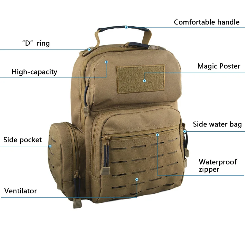 Outdoor Tactical Shoulder Bag, Mochila Desportiva, Satchel para Cada Dia Carry, Caça, Camping, Cintura