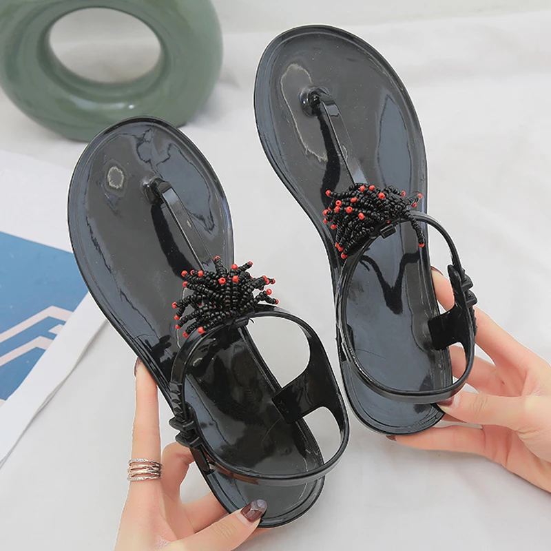 Women Sandals Bohemia Women Casual Shoes Beach Summer Lady Flip Flops Beaded Tassels Jelly Shoes Women Flats Sandals WSH3595