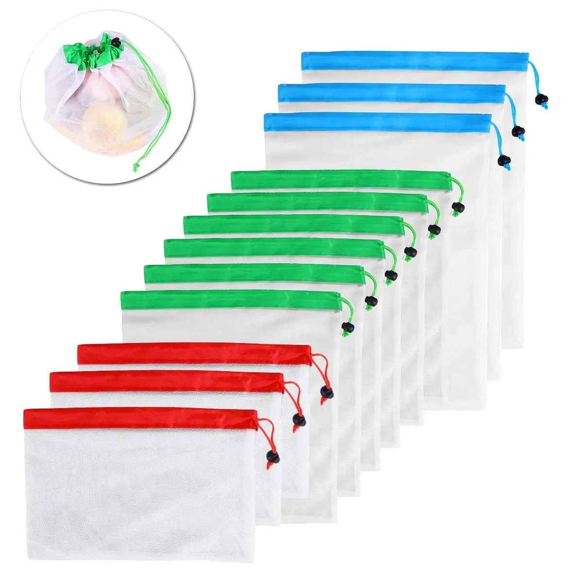 

12pcs Reusable Mesh Produce Bags Washable Eco Friendly Bags for Grocery Shopping Storage Fruit Vegetable Toys