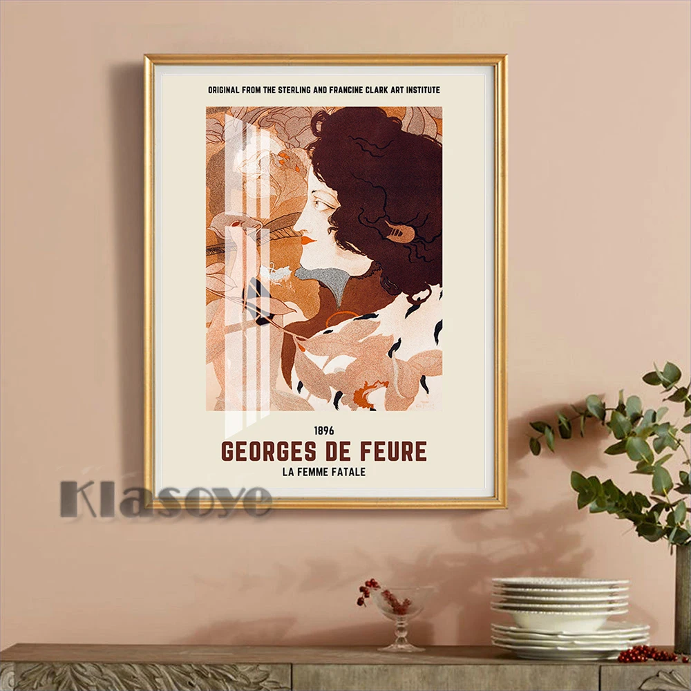 

Georges De Feure Art Nouveau Style Exhibition Museum Poster La Femme Fatale Female Portrait Prints Canvas Painting Home Decor