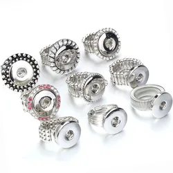 New Snap Ring Jewelry DIY Crystal 18mm Metal Snaps Button Ring DIY Adjustable Rings For Women Fitting Jewelry