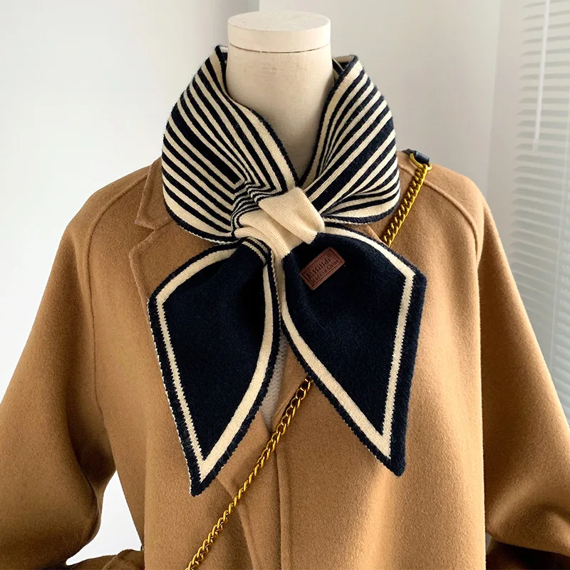 Knitted Scarf New Design Striped Luxury Brand Scarf Women Winter Scarf Warm Long Skinny Small Scarf Female Neckerchief Scarves