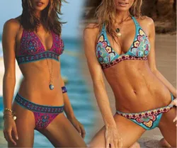 Frauen Sommer Neue Sexy Ethnische Print Badeanzug Bikini Set Push-up Verband Schwimmen Kostüm Badeanzug Bademode Bademode