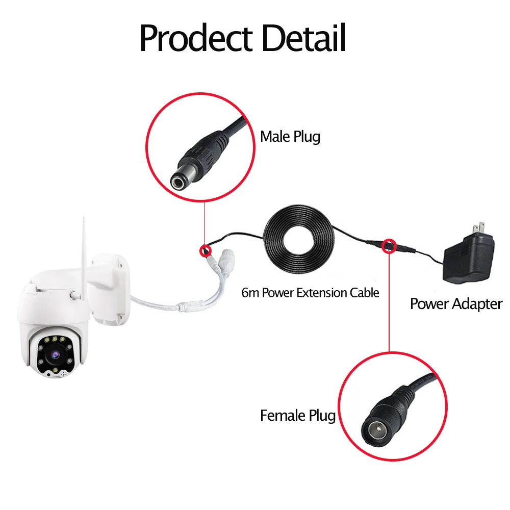 DC 12V Power Extension Cable 5.5*2.1mm Power Cord 3m 6m 9m for CCTV Surveillance Camera Router LED Strip Radio Printer