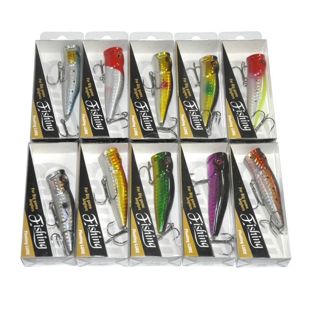 Mixed Lots of 50pcs 6.5cm 7cm 8cm 9cm 11cm Minnow Pencil Popper VIP Hard Fishing Lures Multi Colors