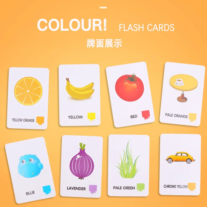 36Pcs Kids Cognition Card Shape Animal Color Teaching Baby English Learning Word Card Education Toys Montessori Material Gift