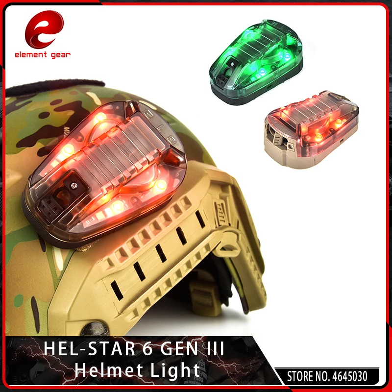 Element Airsoft New Hel-Star 6 GEN III Helmet Signal IR Green Red Light Tactical Flashlight Waterproof Survival Lamp Magic Tape