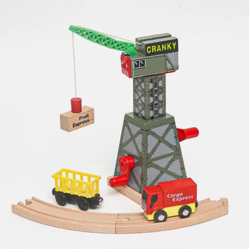 ALL Kinds Of Crane Compatible Biro Wooden Train Track Railway Accessories Move Crane House Tender Educational Toys