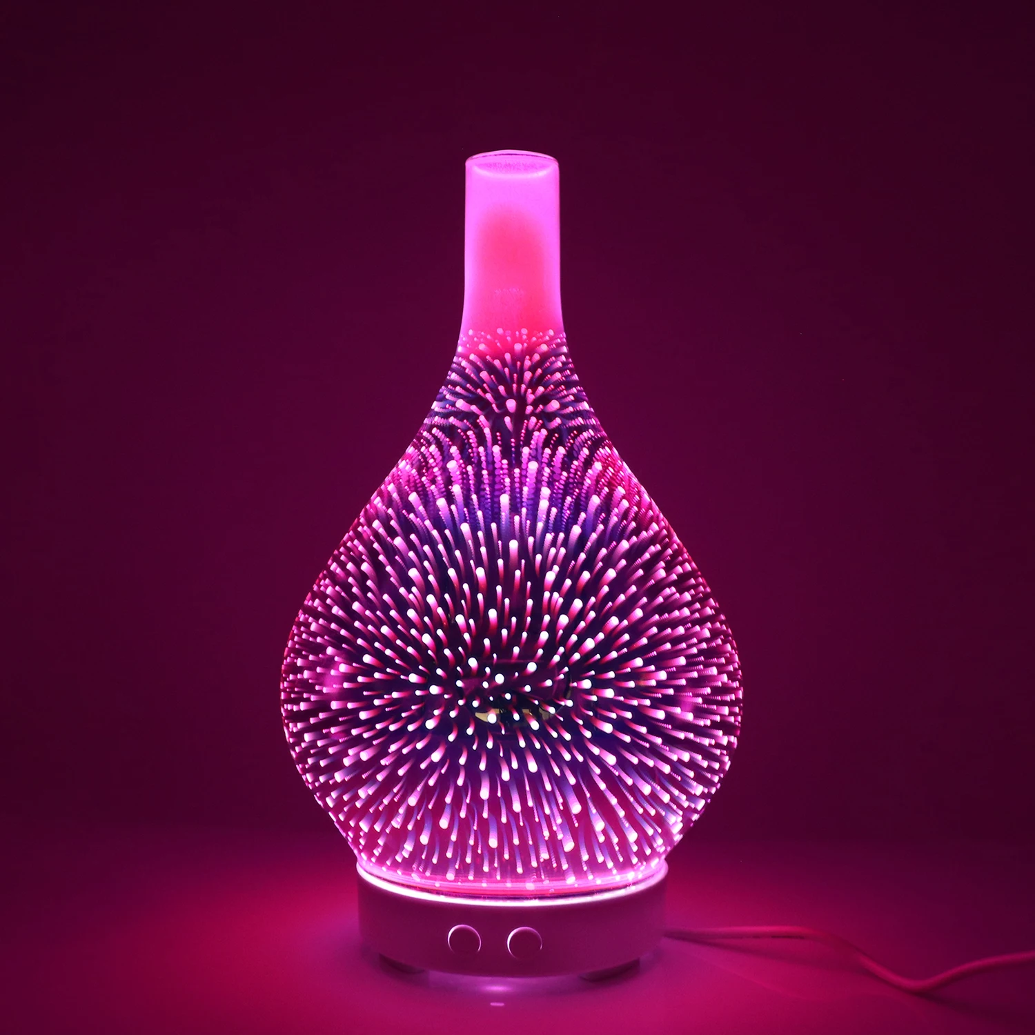 100ml 3D Glass Firework Aroma Diffuser USB Ultrasonic Humidifier Aromatherapy Essential Oil Nebulizer With 7 LED Night Lights