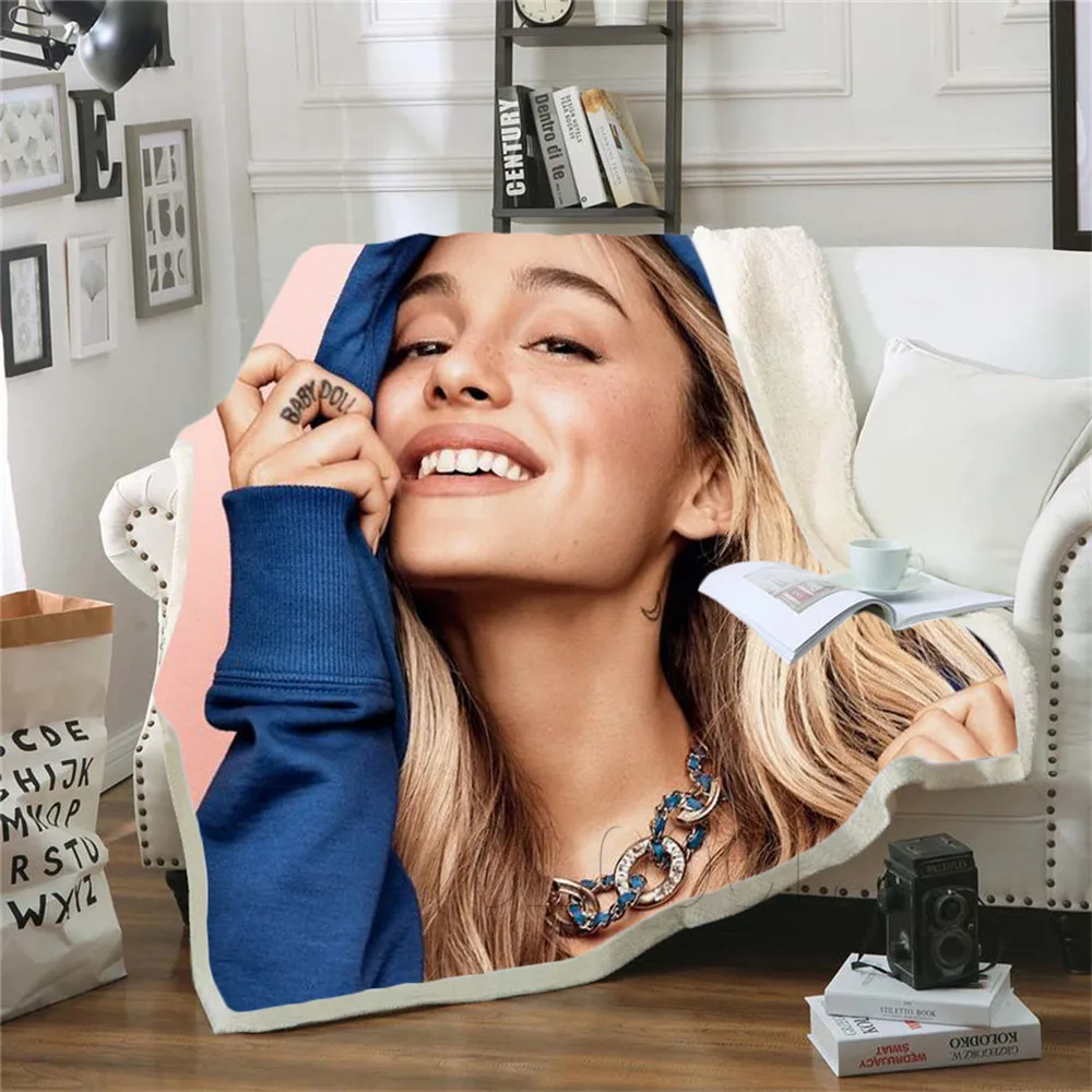 Blanket Fashion Ariana Grande Printed Adult Kid Quilt for Bedding Cover Sofa Travel Office Character Throw Blanket