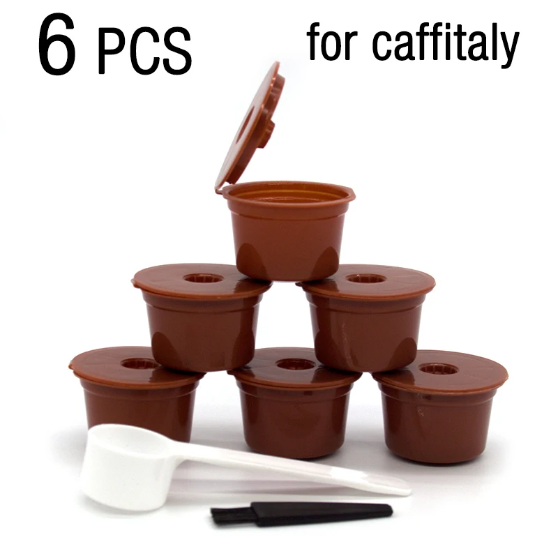 6Pcs High Quality Refillable Coffee Capsules Plastic Coffee Pods Fit for Caffitaly Reusable Coffee Filter Kitchen Coffeeware