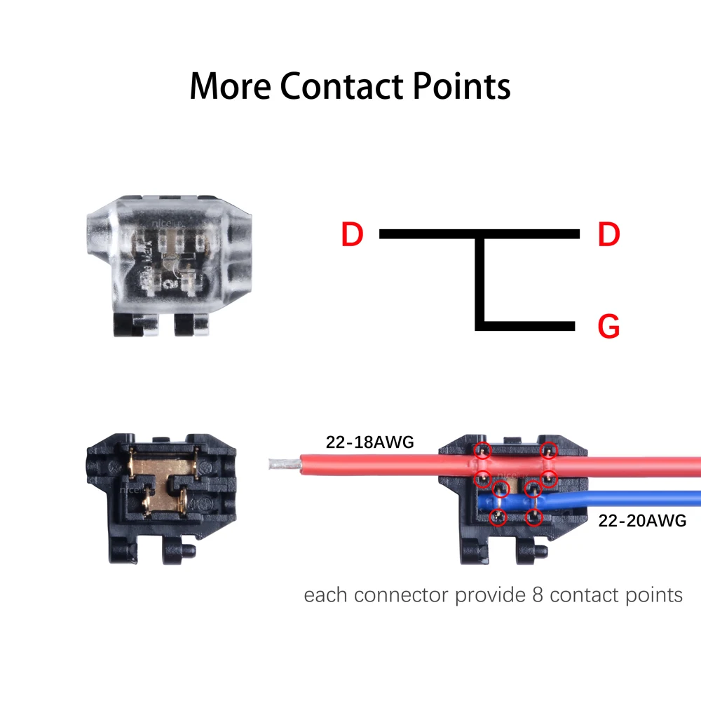 5PCS Quick T Tap Wire Connectors 1 Pin 22 20 18 AWG AC DC Self-Strip Splice Terminals for Auto Vehicle LED Lighting Speaker