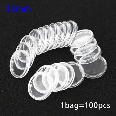 100Pcs 16/18/20/21/23/25/26/28/30mm Round Coin Holder Capsule Protector Box For Coin Collection Case Storage Box Organizer