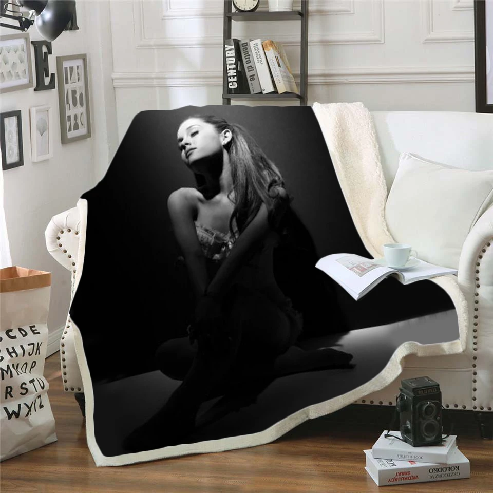 Ariana Grand Fleece Blanket Plush 3d Printed for Adults Sofa Sherpa Fleece Bedspread Wrap Throw Blanket style-7