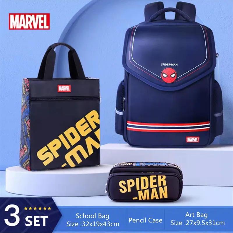 Disney Marvel School Bag For Boy Primary Student Shoulder Orthopedic Backpack Big Capacity Grade 1-6 Spider Man Captain Mochilas