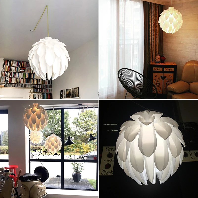 DIY PVC 100-240V Lamp Shades LED Light Fixture Flowers Petal Shape 45cm Pendant Light Cover Home Decor PVC Plastic For Bedroom