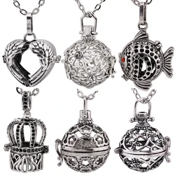 New Music Ball Goldfish Aromatherapy Necklace Essential Oil Diffuser Vintage Perfume Locket Crown Pendant Women Fashion Jewelry