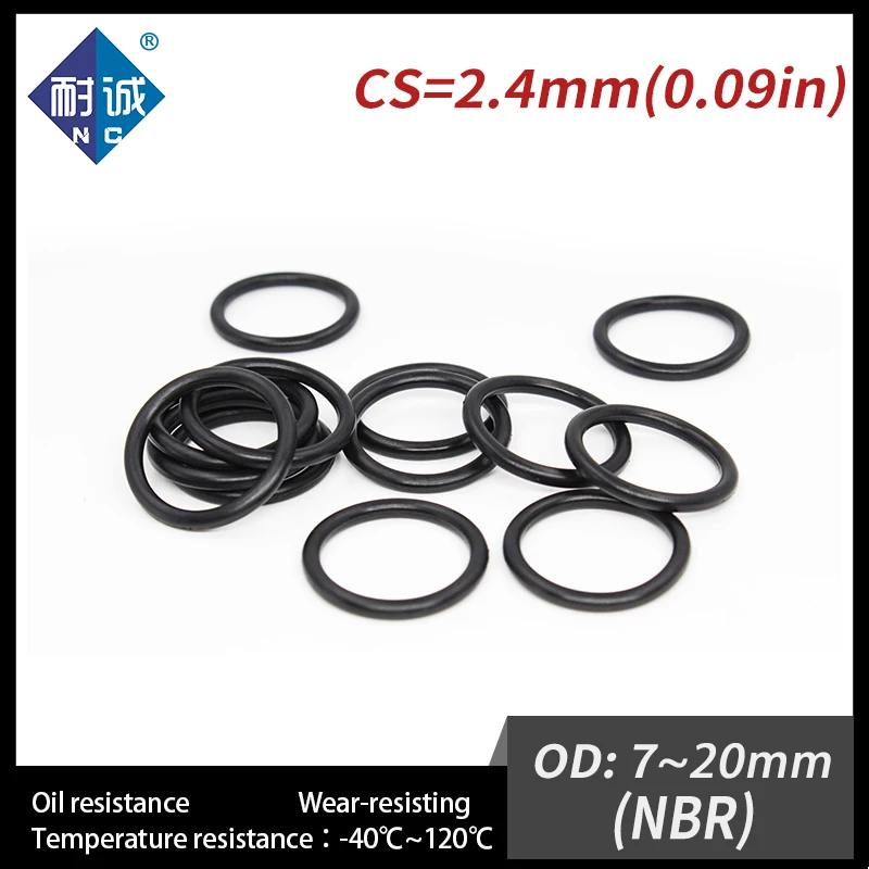 20PCS/Lot Nitrile Rubber Black NBR CS2.4mm OD7/8/9/10/11/12/13/14/15/16/17/18/19/20*2.4mm O Ring Gasket Oil Resistant Waterproof