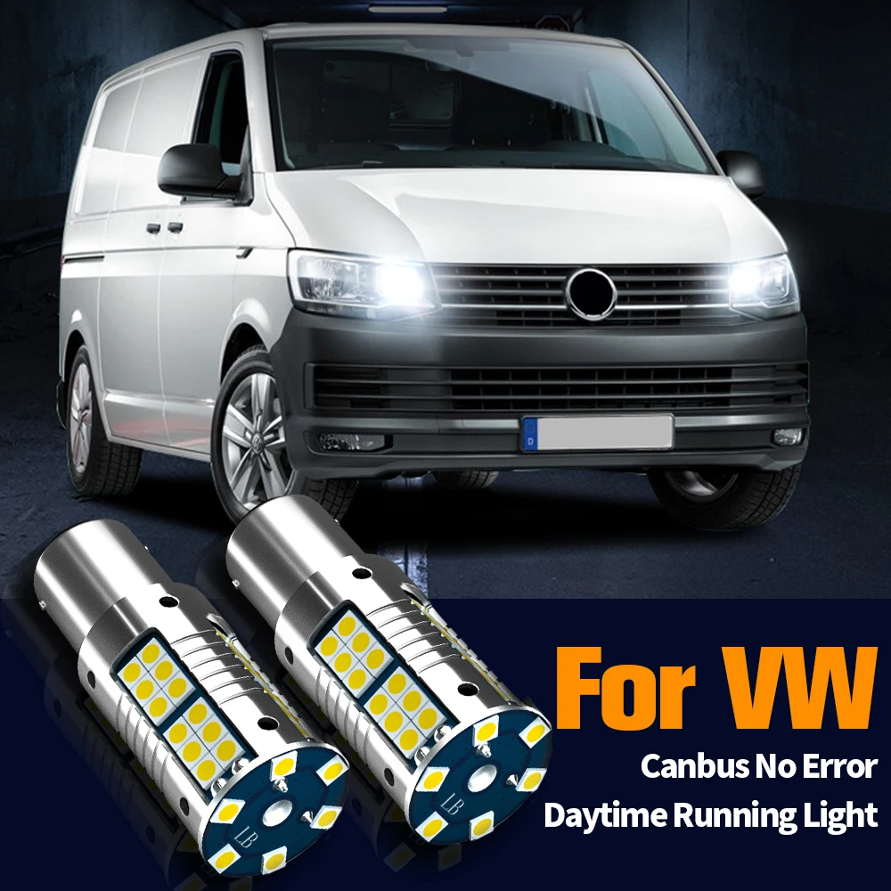 2pcs LED Daytime Running Light DRL Bulb Lamp Canbus No Error P21W BA15S 1156 For VW T5 T5.1 T6 Transporter