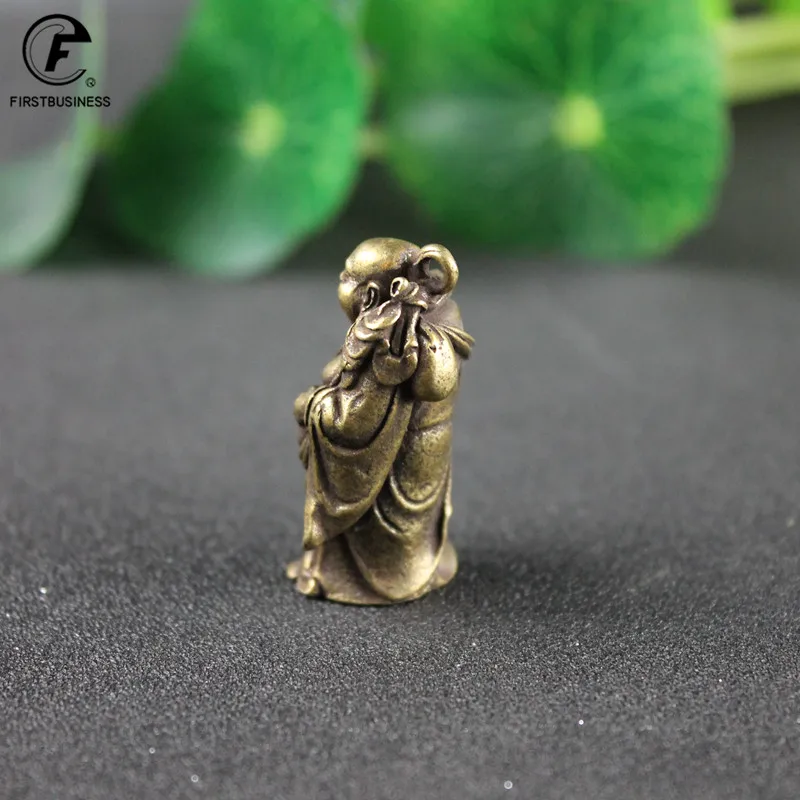 Pure Copper Smiling Big Belly Maitreya Buddha Small Statue Feng Shui Ornament Home Decoration Craft Accessory Lucky Brass Figure