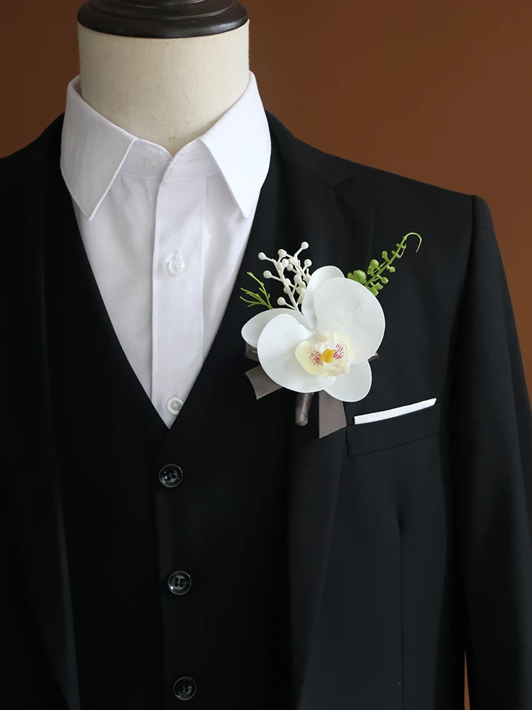 GT Corsages de seda para decoración de boda, ramillete de muñeca de peonía, alfiler, flores para invitados