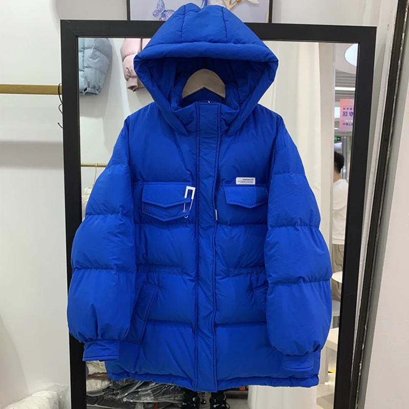 

Klein blue ladies winter jacket jacket 2021 new style down cotton plus size waist cotton jacket jacket women coats and Solid