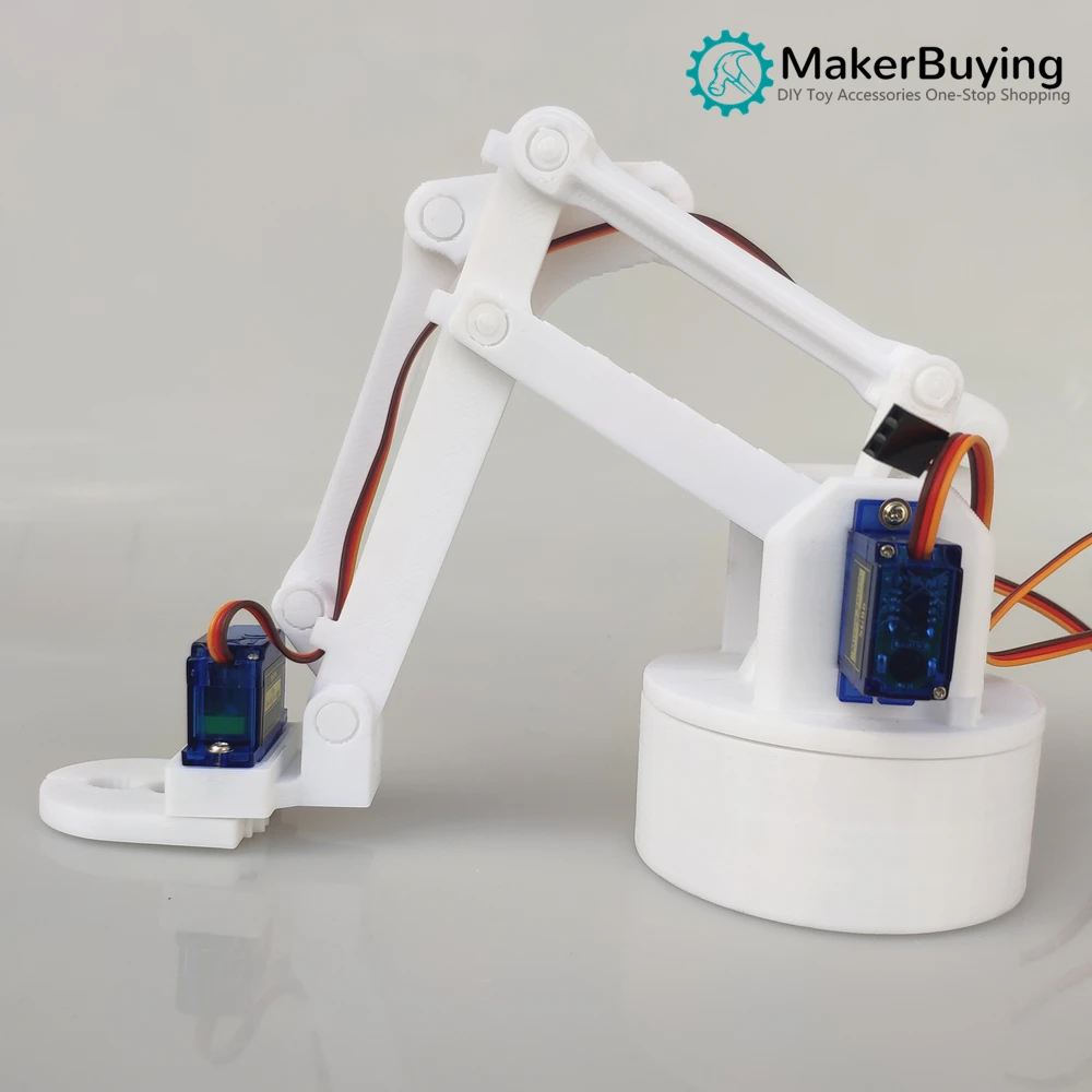 3D printing white four-degree-of-freedom manipulator arm DIY robot assembly 3D printing product SG90