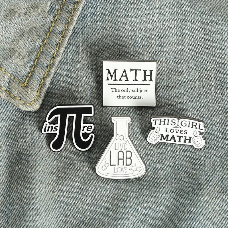 

Love Math Science Enamel Pin Custom Lab Education Brooch Lapel Pins Badge Pouch Cartoon Jewelry Gift To Kids Friend Wholesale