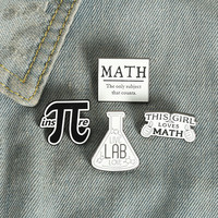 Love Math Science Enamel Pin Custom Lab Education Brooch Lapel Pins Badge Pouch Cartoon Jewelry Gift To Kids Friend Wholesale