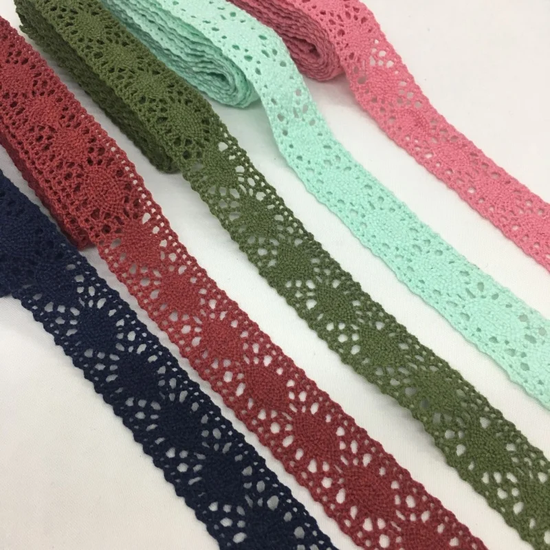 2Y 0.7cm-2.8cm Crocheted Webbing Cotton Lace Ribbon for Handmade Craft Patchwork Sewing Easter Wedding Deco Gift Floral Packing