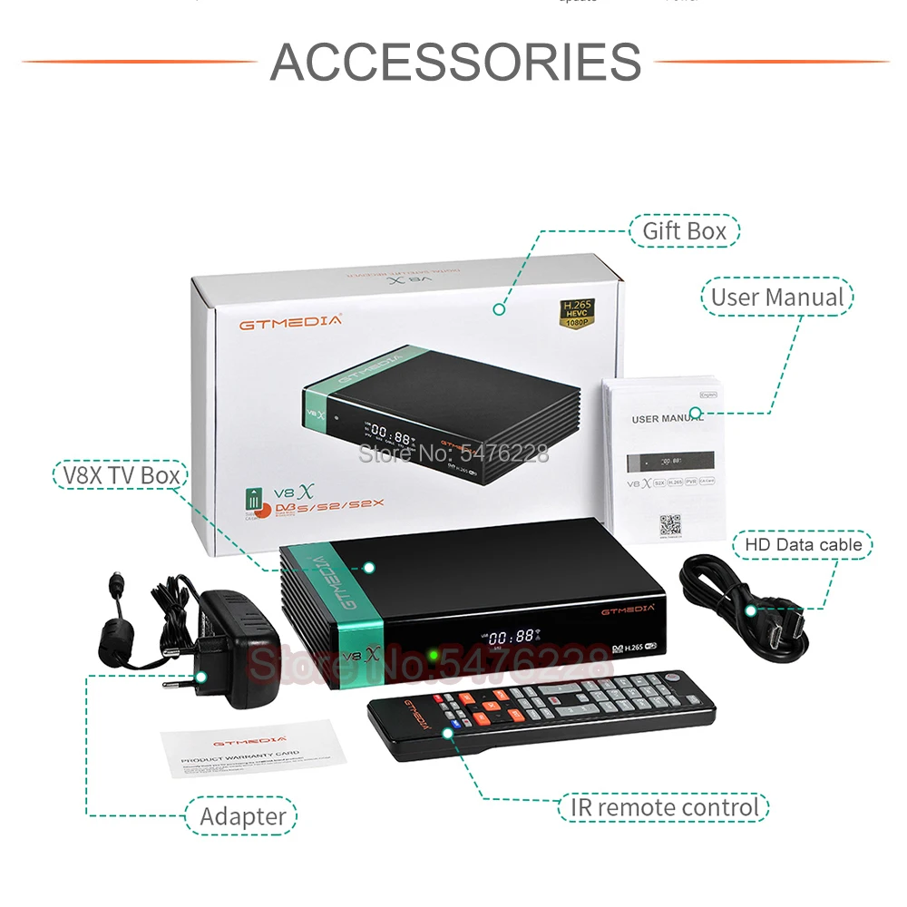 Gtmedia-decodificador satelital V8X, DVB-S2 actualizado, V8 Nova, V9 Prime, H.265, 1080P, Wifi integrado, YouTube