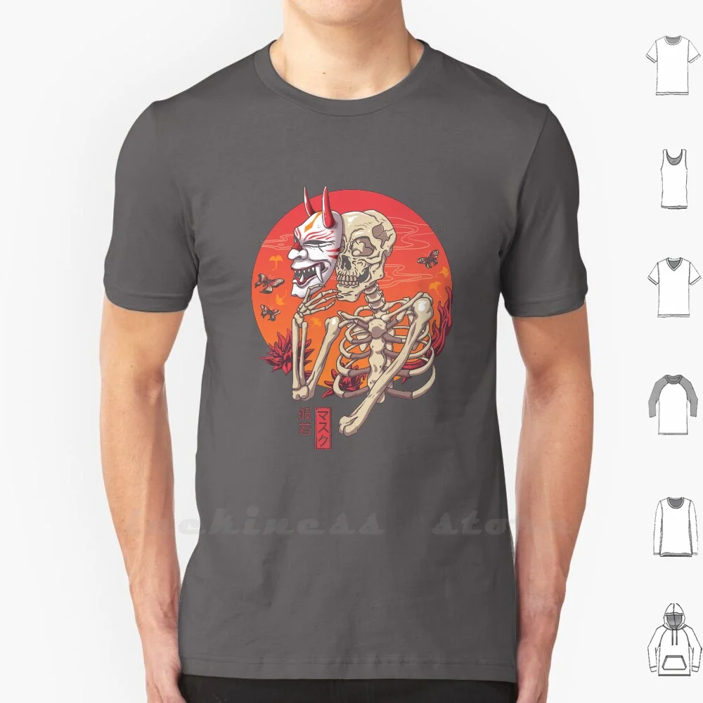 Hannya Yokai Mask T Shirt 6Xl Cotton Big Size Halloween Yokai Spooky Mask Skeleton Hannya Japan Japanese Horror Japanese Mask