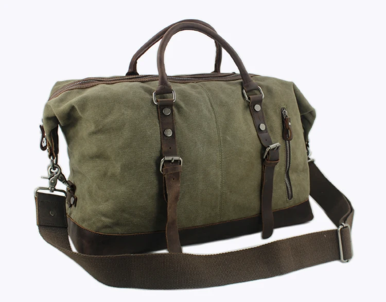 Bolsa de viagem de couro masculina, bolsa militar de lona de mão para bagagem, grande para homens, bolsa de couro duffle