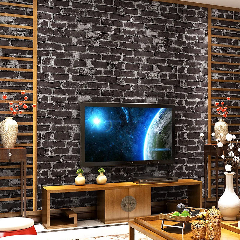 

3d Waterproof Vintage Pvc Brick Pattern Wallpaper Roll Vinyl Wall Paper Home Decor Living Room Tv Background Papel De Parede 3d