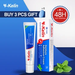 Y-kelin-crema adhesiva para dentaduras postizas, crema Original sin Zinc, sujeción Extra fuerte para parte superior e inferior, todo el día, paquete de 1/3/12 unidades