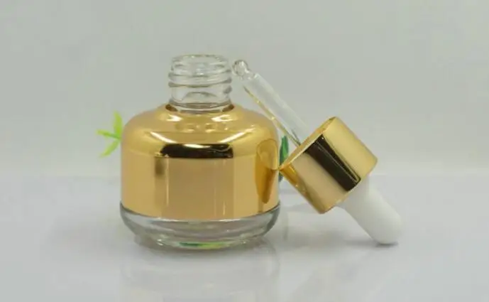 30ml Essential Oil Dropper Perfume Bottle Gold Silver Color Empty Glass Packaging Bottle