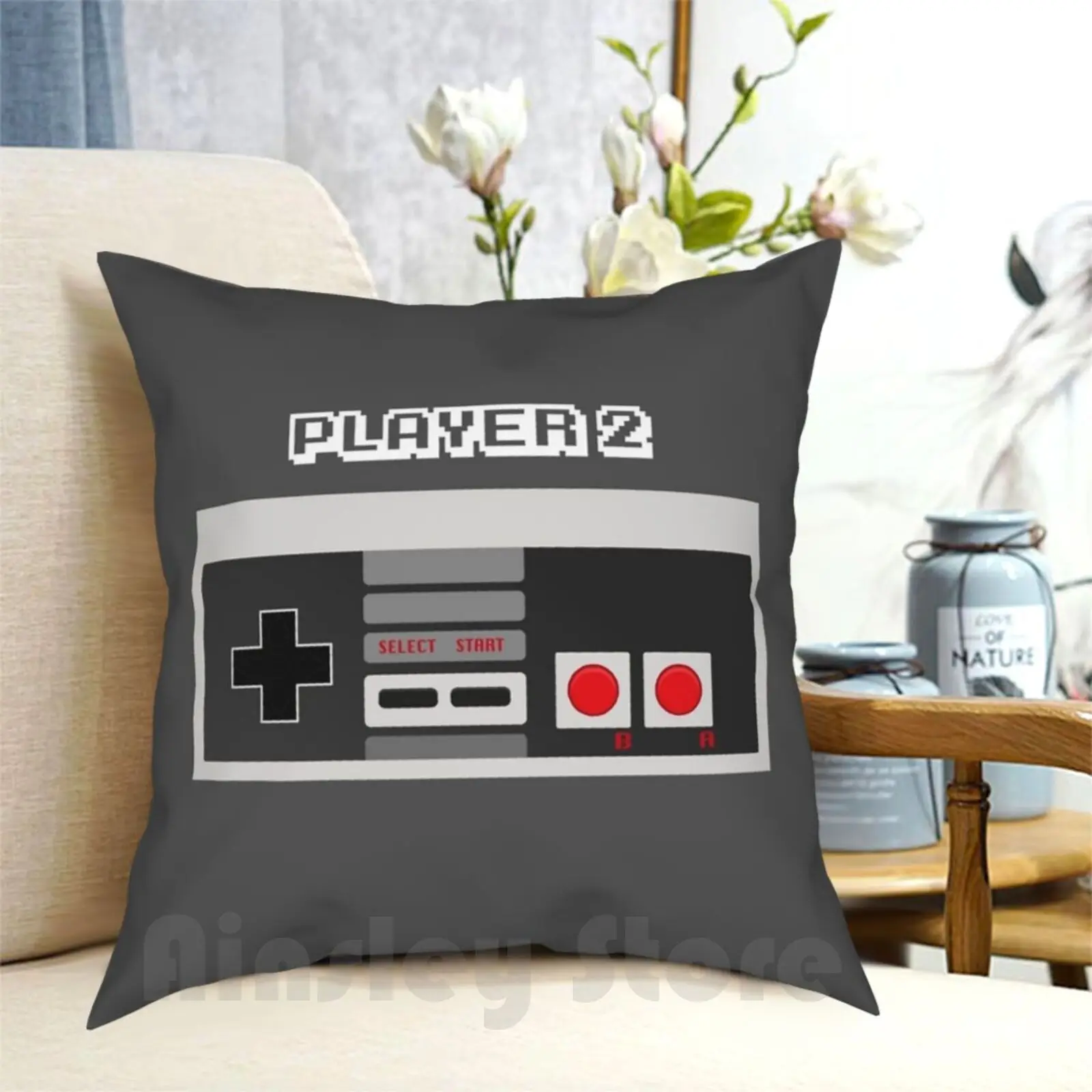 Retro Gamer Design Player 2 Pillow Case Printed Home Soft Throw Pillow Technology Console Computer Keypad Gaming Leisure