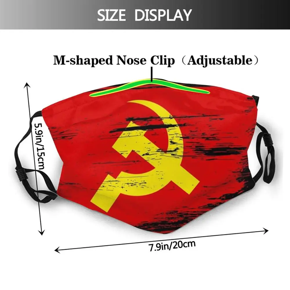 Bandeira Usr Foice Martelo Scuffed-Idéia Presente Engraçado Imprimir Filtro Pm2.5 Reutilizável Máscara Facial Martelo Comunismo Ussr Bandeira Russa