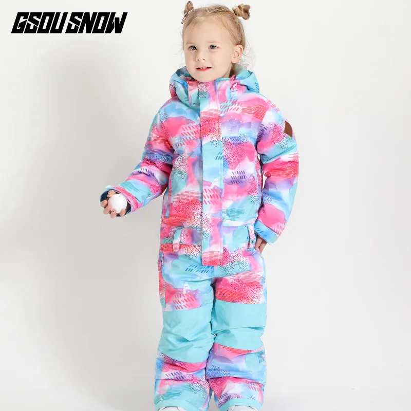 Kids Insulated Onesie Ski Suits Girls Waterproof 10K Padded Snowboarding Snow Clothes Childrens Ski Wear Winter Outdoor Jumpsuit