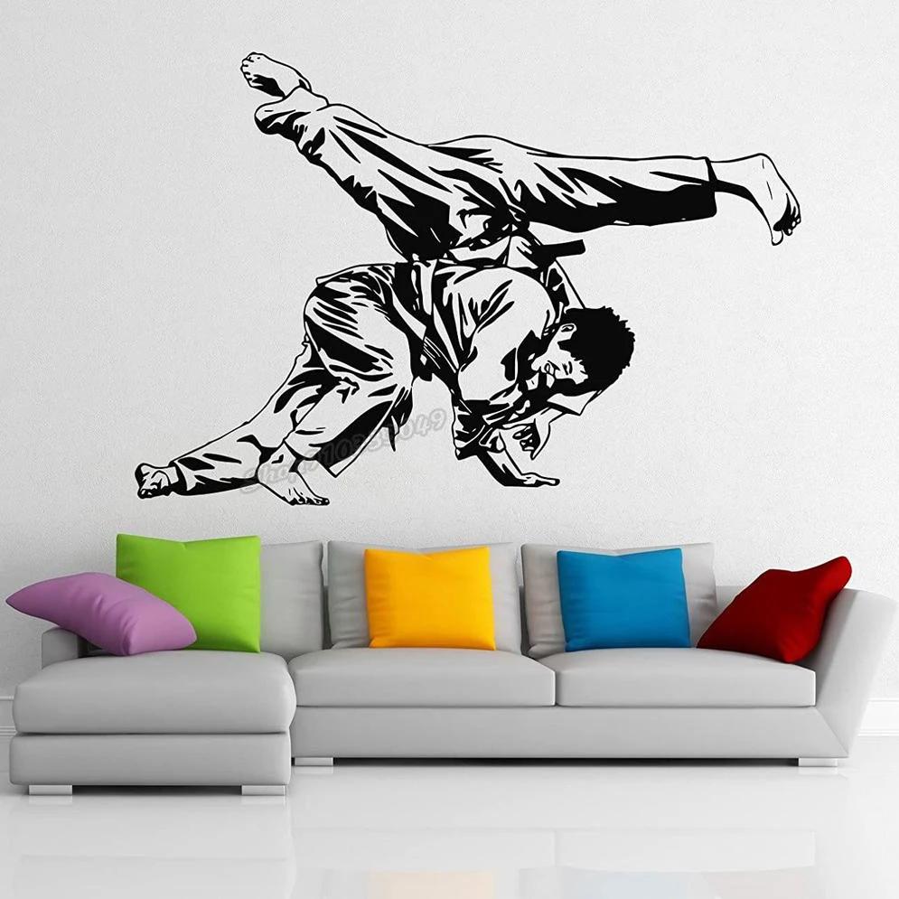 Judo Wall Decal Judo Sport Vinyl Wall Sticker Gym Wall Decor Removable Waterproof Vinyl Home Bedroom Decoraion Art Decal B054