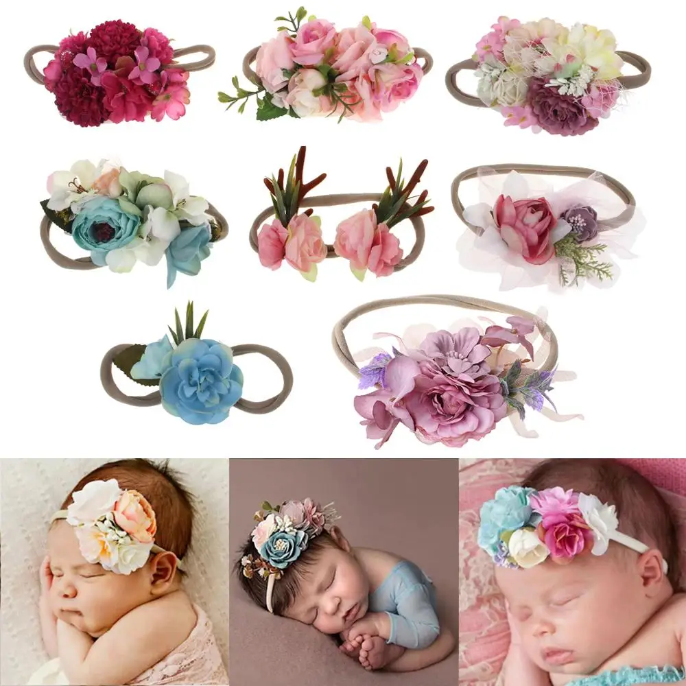 Princess Flower Headband Newborn Baby Photography Prop Hair Accessories Infant Headwear